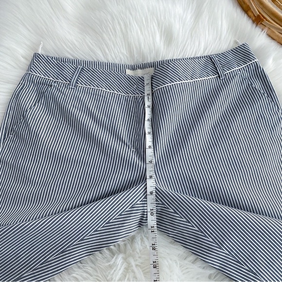 MaxMara Stripe Straight Leg Pants Trousers Silk Cotton Blend Crop Cream Blue - Picture 11 of 14